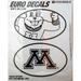 University of Minnesota Golden Gophers 2-Piece White and Clear Euro Decal Sticker Set 4x2.5 Inch Each