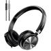 Kids Headphones with Microphone Foldable Wired Headphones with Deep Bass Adjustable Headband and Noise Isolation