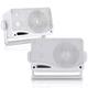 3-Way Weatherproof Outdoor Speaker Set - 3.5 Inch 200W Pair of Marine Grade Mount Speakers - in a Heavy Duty ABS Enclosure Grill - Home Boat Poolside Patio Indoor Outdoor Use - Pyle PLMR24 (White)