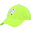 Men's Under Armour Neon Green Wisconsin Badgers Signal Call Performance Flex Hat