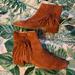 Free People Shoes | Cognac Tan Suede Fringe Ankle Boots Made In Spain Nwot | Color: Brown/Tan | Size: 8