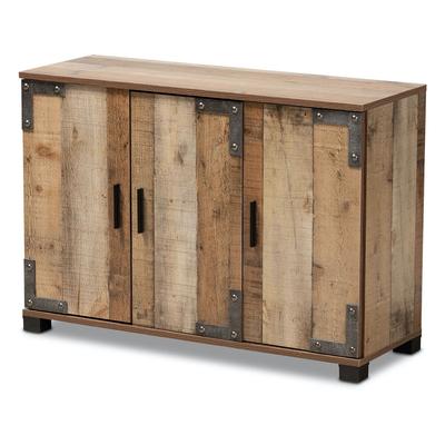 Cyrille Farmhouse Wood Shoe Cabinet Furniture by Baxton Studio in Brown
