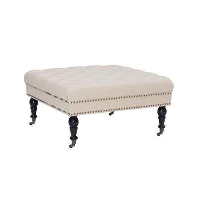 Isabelle Natural Square Tufted Ottoman by Brylane Home in Natural