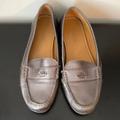 Coach Shoes | Coach Metallic Gray Slip On Loafers, Flats, Driving Shoes. Perfect With Dresses! | Color: Gray/Silver | Size: 9