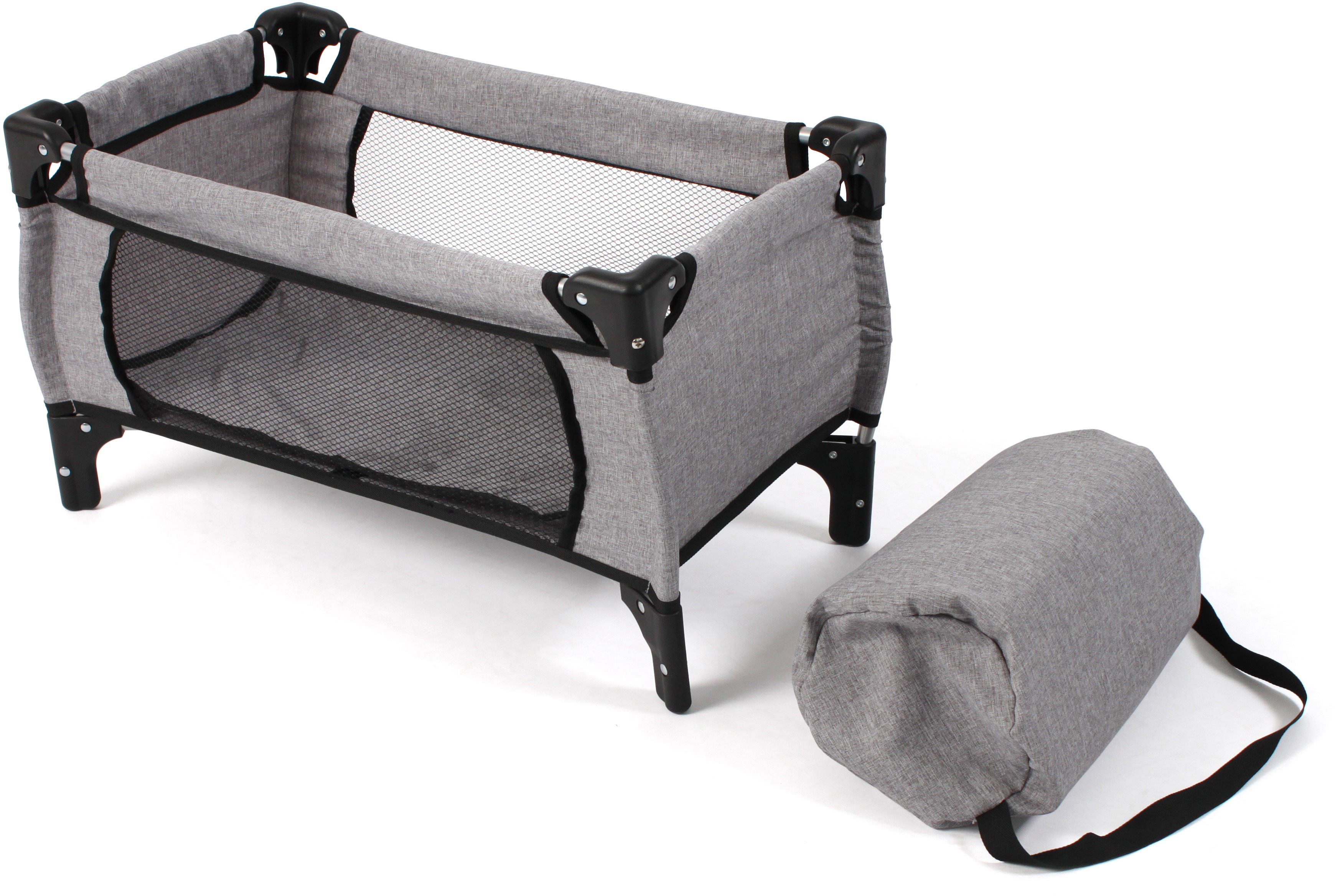 Puppenbett CHIC2000 "Deluxe, Melange Grau", grau (melange grau), Puppenmöbel, KinderB:54cm H:33cm T:54cm, mit Tragetasche, B:54cm H:33cm T:54cm