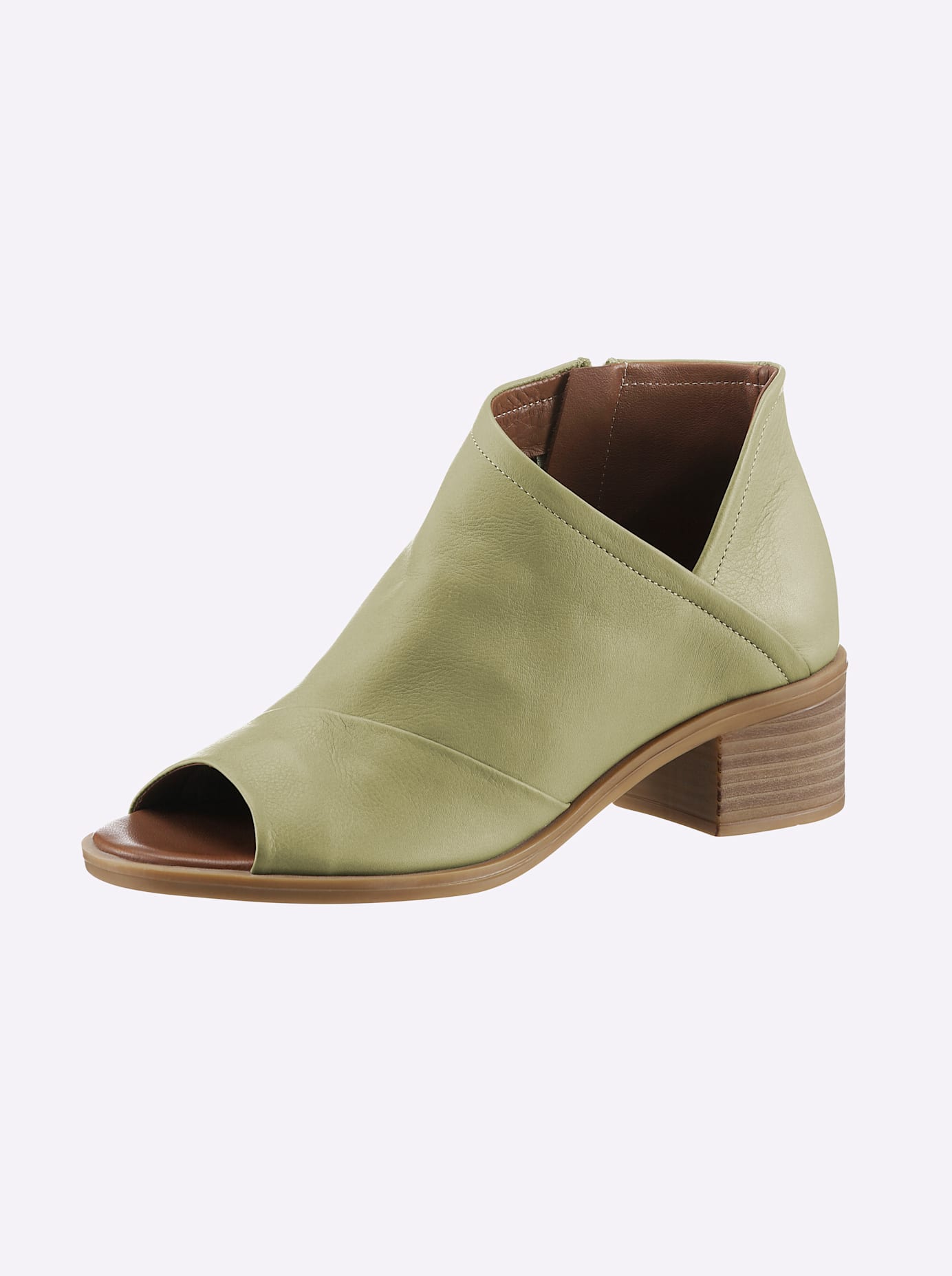 Sandalette ANDREA CONTI, Damen, Gr. 39, grün (salbei), Glattleder, Leder, Schuhe Sommerboots Ankleboots Schaftsandale