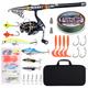 Matymats Fishing Rod and Reel Set，Fishing Set，Telescopic Fishing Rod and Reel Set，Spinning Rod and Reel Combo，Fishing Rod Set，Fishing Rod with Fishing Lures，Fishing Lines ，Fishing Bag