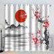 Blackout Curtain Japanese Style Sakura Red Sun Window Drapes Noise Reducing Polyester Fabric Blackout Curtain Panels for Living Room Thermal Drapery 2 Panels 46x72 inch
