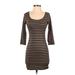 Soprano Casual Dress - Bodycon Scoop Neck 3/4 sleeves: Black Color Block Dresses - Women's Size Small