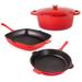 BergHOFF Neo 4 Pc Cast Iron Cookware Set w/ Fry Pan, Grill Pan, & 5Qt. Cove Dutch Oven Cast Iron in Red | Wayfair 2224280