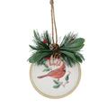 Northlight Seasonal 5.25" "Joy to the World" Cardinal Christmas Disc Ornament Wood in Brown/Green | 5.25 H x 4.25 W x 1.5 D in | Wayfair