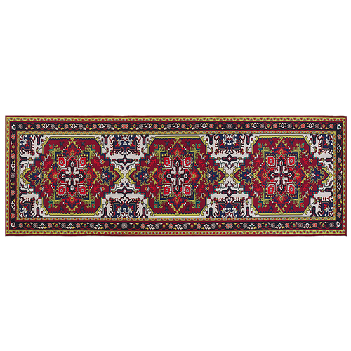 Teppich Läufer Bunt Rot Stoff 70 x 200 cm Rechteckig mit Blumenmuster Orientalisch Rutschfest Vintage Orientteppich Vorleger Flur Küche