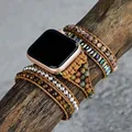 Bracelet bohémien pour montre Apple Watch 44mm 45mm 41mm 42mm perles naturelles tressées à la