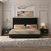 Everly Quinn Valmar Morden Tufted Golden Platform Bed Upholstered/Velvet, Solid Wood in Black | 55 H x 83 W x 85 D in | Wayfair