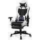 Inbox Zero Adjustable Upholstery Floor Game Chair w/ Blue Microfiber, Leather in White | 53 H x 29 W x 29 D in | Wayfair