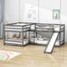 Harriet Bee Ernaldus Full over Full & Twin over Twin L-Shaped Bunk Bed w/ Slide & Ladder in Gray | 50 H x 79.5 W x 134 D in | Wayfair