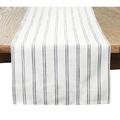 Gracie Oaks Beige-white Modern Striped Linen Blend Table Runner Polyester/Linen in Gray/White | 108 W x 16 D in | Wayfair