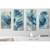 Red Barrel Studio® Blue Fairy Tale Floral III by Silvia Vassileva - 4 Piece Wrapped Canvas Painting Set Canvas in Brown | Wayfair