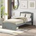 Twin Size Wood Platform Bed Frame with Curved Headboard and Casters Storage Drawer/Wood Slat Support/No Box Spring Needed