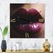 Designart 'Close-Up Of Female Plump Lips With Glitter' Modern Large Wall Clock