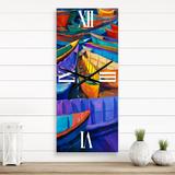 Designart 'Boats Resting On The Water During Warm Sunset II' Nautical & Coastal Metal Wall Clock