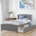 Minimalistic Twin Wood Platform Bed with 2 Drawers Under-bed Storage&Headboard