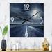 Designart 'Asphalt Road Under Cloudy Full Moon II' Nautical & Coastal Large Wall Clock