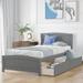 Easy Assemble Minimalistic Twin Wood Platform Bed with 2 Drawers Under-bed Storage&Headboard for Small Aprtment Dorm Bedroom