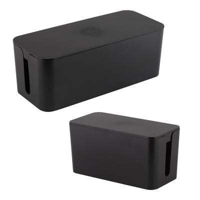 Simplify 2 Pack Cable Organizer Boxes in Black - 12.6' x 5.35" x 4.33" ; 9" x 4.3" x 4.6"