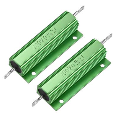 2 Pcs Aluminum Case Resistor 100W 0.5Ohm Wirewound for LED Replacement Converter - Green