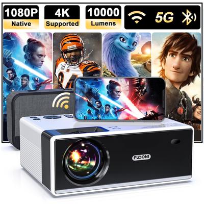 Portable Projector W/ WiFi and Bluetooth, Native 1080P Full HD