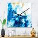 Designart 'Blue and Gold Ocean Abstract Marble' Glam Large Wall Clock