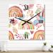 Designart 'Multicolored Rainbows Clouds and Hearts' Children's Art wall clock