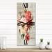 Designart 'Red Painted Flowers on Vintage Postcard I' Traditional wall clock