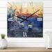 Designart 'Blue Tram At Sunset With Church During Sunset' Nautical & Coastal Wall Clock Decor