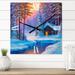 Designart 'Old Cabin In Winter Forest I' Traditional Metal Wall Clock