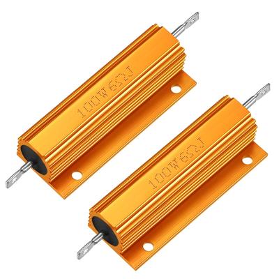 2pcs Aluminum Shell Resistor 100W 6 Ohm Wirewound for LED Replacement Converter - Gold Tone