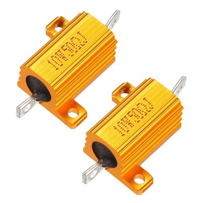 2 Pcs Aluminum Case Resistor 10W 50 Ohm Wirewound for LED Converter Rod Post - Gold Tone