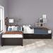 3 in 1 Corner Bed L-shaped Twin Size Low Floor Storage Platform Bed with Trundle&Drawers&Built-in Desk for 3 Person