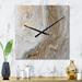 Designart 'White Marble with Curley Grey and Gold Veins' Glam Metal Wall Clock