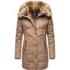 Wintermantel MARIKOO "Lieblings Jacke", Damen, Gr. XS (34), grau (taupe), Oberstoff: 100% Polyester, Futter: 100% Polyester, Wattierung: 100% Polyester, Ärmelfutter: 100% Polyester, Kunstpelz: 90% Polyacryl, 10% Polyester, casual, tailliert...