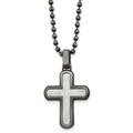 21.8mm Chisel Stainless Steel White Bronze Plated With Scratch Finish Religious Faith Cross Pendant a Ball Chain Necklace Jewelry Gifts for Women - 56 Centimeters