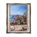 Stupell Industries Through Window View Seaside Flower Garden Scene by Ziwei Li - Painting Canvas in Blue/Pink/White | 31 H x 25 W x 1.7 D in | Wayfair