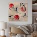 Winston Porter Asian Crane Bird w/ Red Full Moon - Unframed Graphic Art on Wood in Blue/Brown/Red | 30 H x 30 W x 1 D in | Wayfair