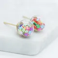 Petites Boucles d'Oreilles en Forme de Boule de Verre Colorée pour Femme et Fille Perles à