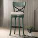 Rosalind Wheeler Anashima 29" Swivel Barstool set Of 2 Upholstered/Metal in Green | 40 H x 19.5 W x 18 D in | Wayfair