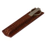 Everly Quinn Breeze Beige Italian Crocodile Leather Desk Organizer Leather in Gray/Brown | 11.25 H x 2.75 W x 1.12 D in | Wayfair