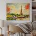 Winston Porter Romantic Couple in Love in Paris VI - Unframed Painting on Wood in Brown/Gray/Green | 12 H x 20 W x 1 D in | Wayfair