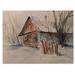 Millwood Pines Old Abandoned Wooden House In Winter Picture - Unframed Painting on Wood in Blue/Brown/Red | 8 H x 12 W x 1 D in | Wayfair