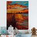Highland Dunes Sunset Evening Glow at the Lake I - Unframed Painting on Wood in Blue/Brown/Orange | 20 H x 12 W x 1 D in | Wayfair